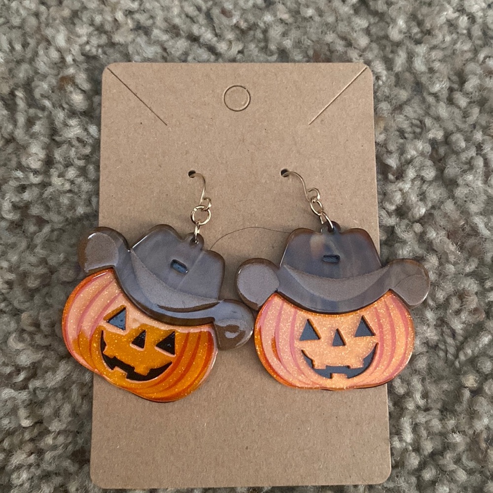 Cowboy Pumpkin Earrings